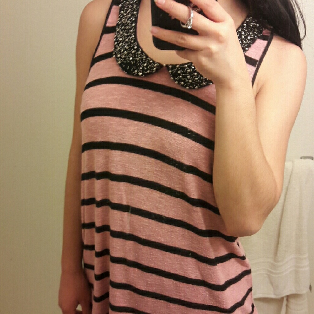 Black and pink stripe blouse